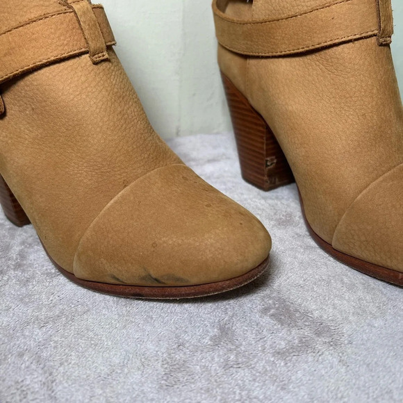 Rag & Bone Harrow Boot Tan Nubuck Booties Suede Leather Block Heel Size 39 - Picture 3 of 12